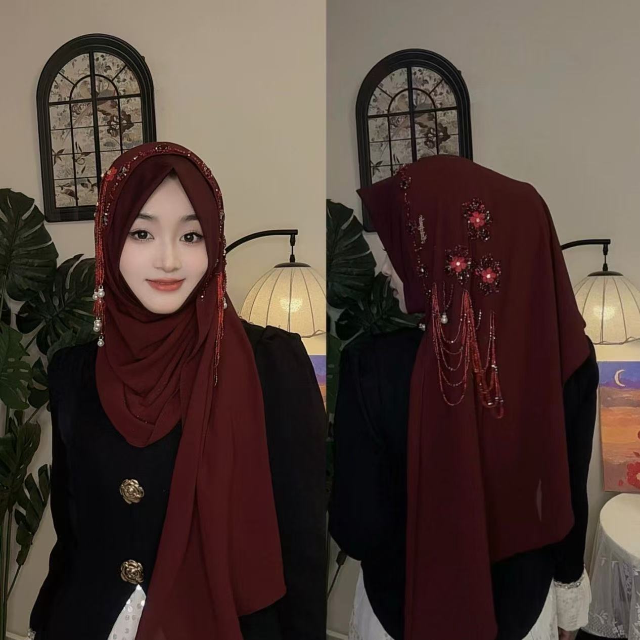 Women Fashion Malaysia - Abaya Hijab Muslim Women Shawl Lace