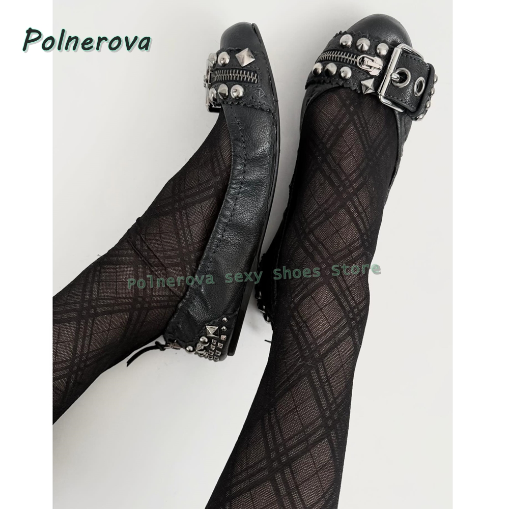 Women'S Fashion Spring Summer 2026 - Rivet Belt Buckle Mary Jane Shoes