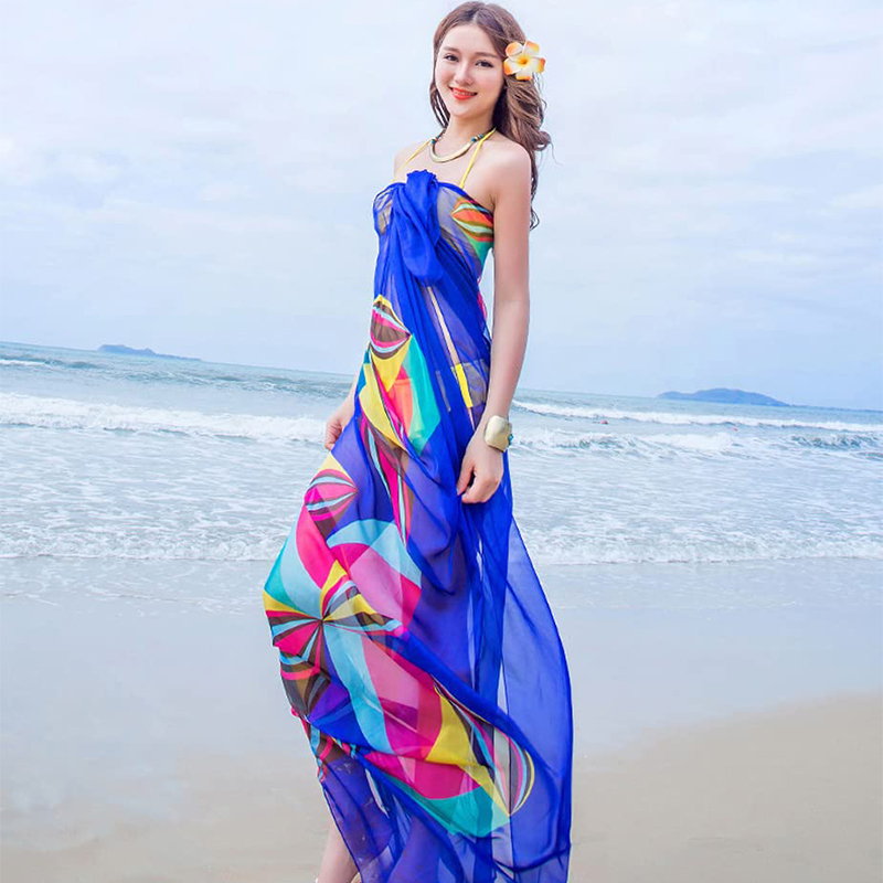 Pareo Scarf Women Beach Sarong - Printed Wrap Skirt 评论和价格