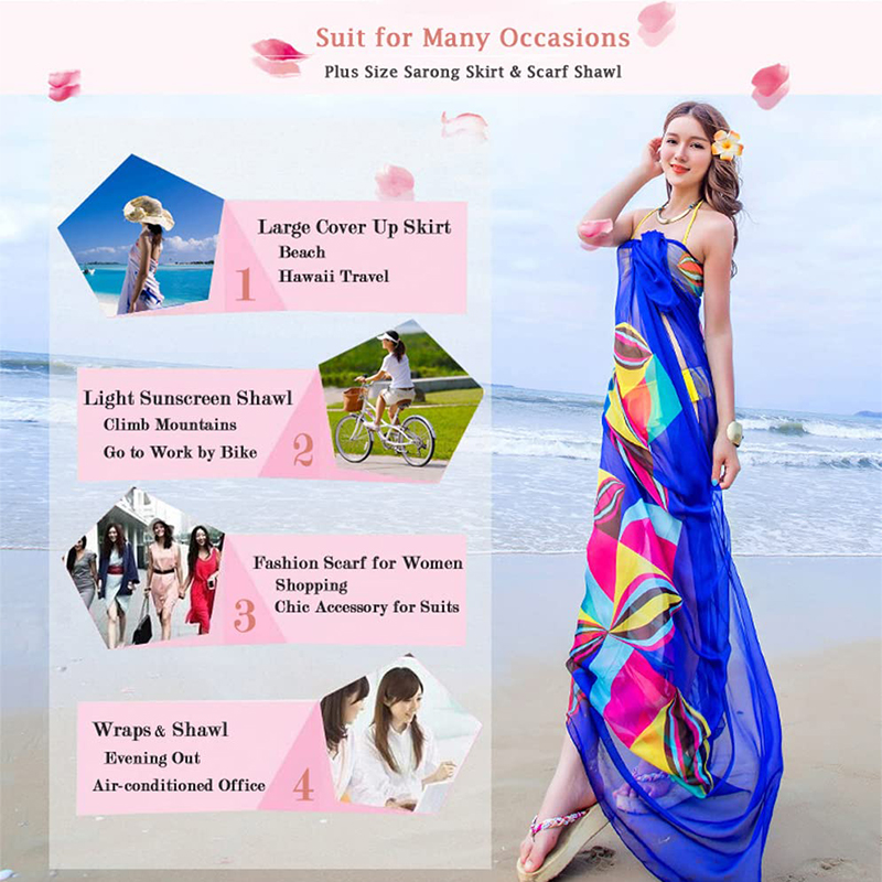Pareo Scarf Women Beach Sarong - Printed Wrap Skirt 评论和价格