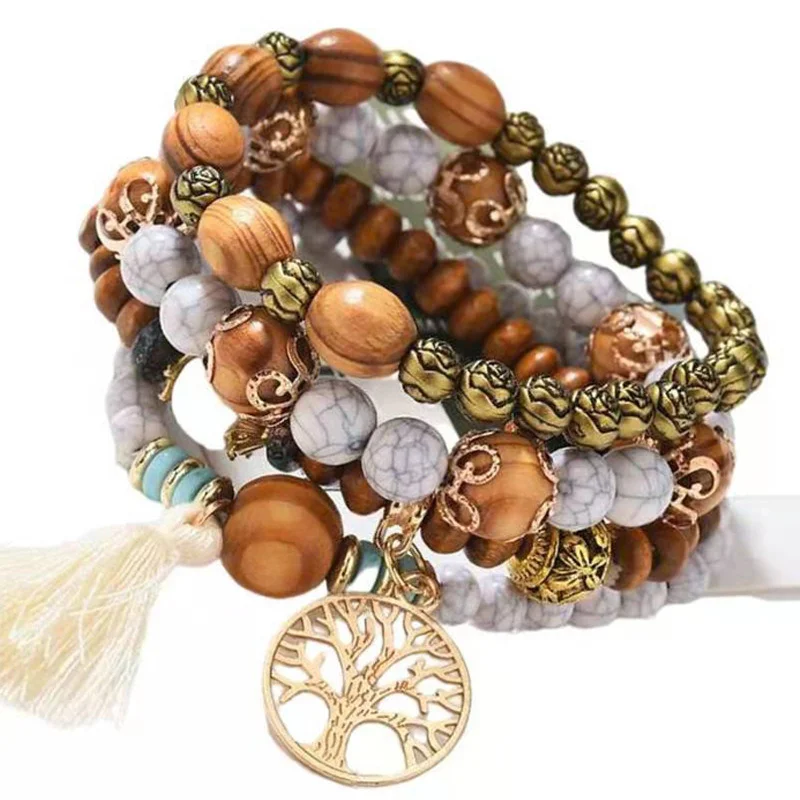 4Pcs Boho Tree Of Life Bracele - Women'S Ysl Fashion 评论和价格