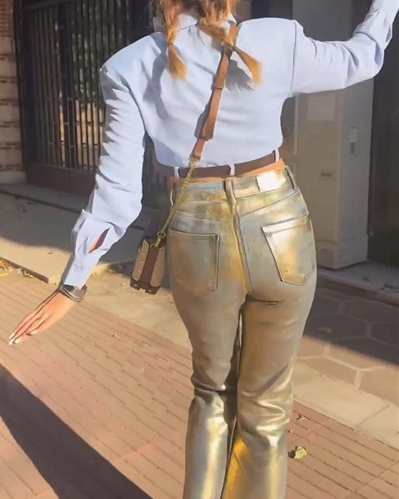 High Waist Gilded Coated Loose - Women'S Fashion Gilded Age 评论和价格