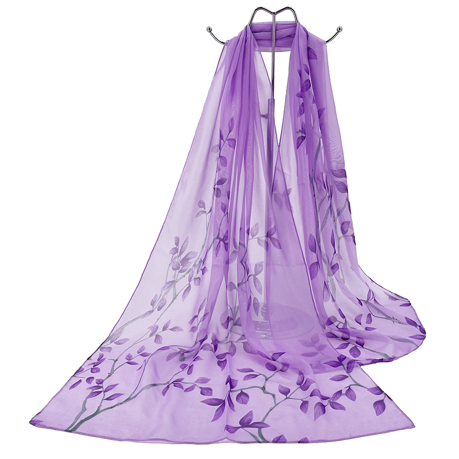 Leaf Print Silk-like Chiffon S - Printed Wrap Skirt 评论和价格