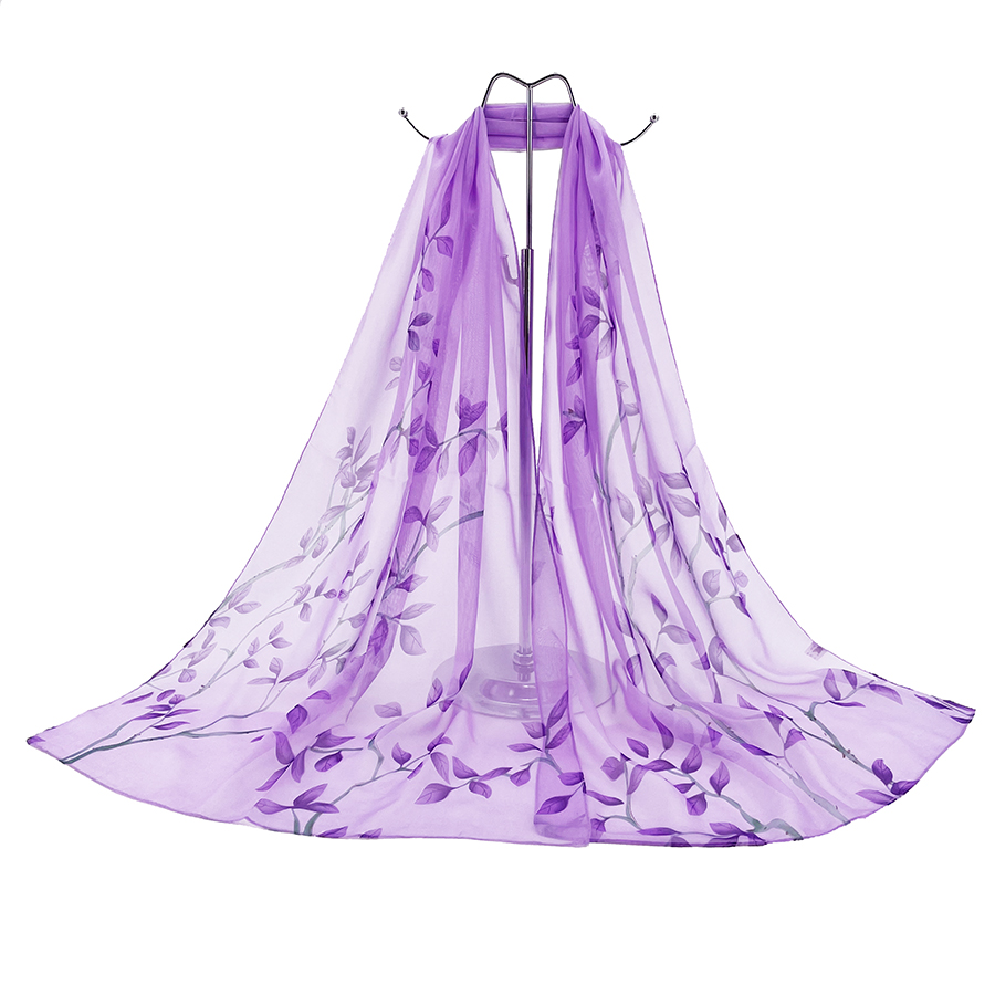 Leaf Print Silk-like Chiffon S - Printed Wrap Skirt 评论和价格