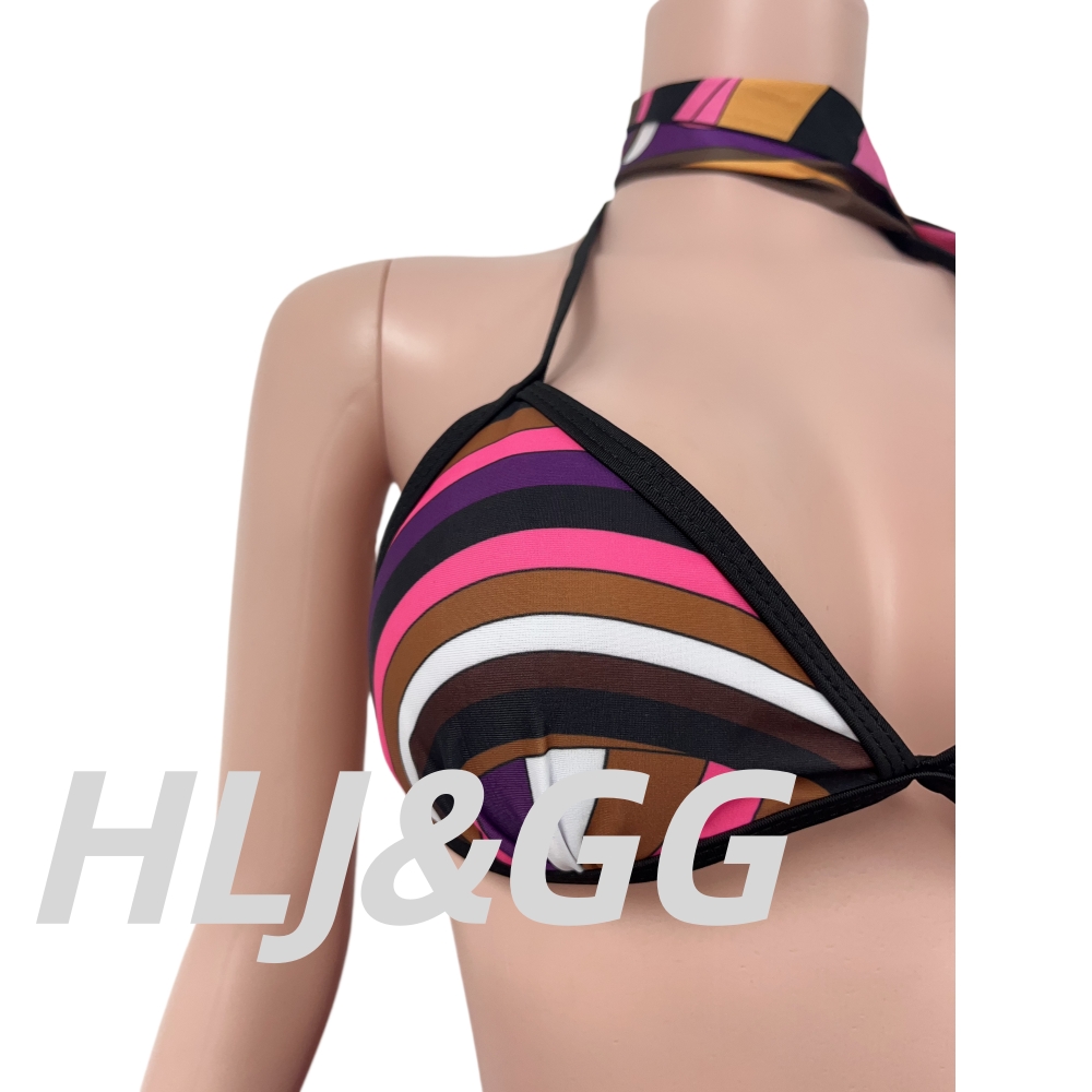 HLJ Women 4Piece Print Bikini  - Printed Wrap Skirt 评论和价格