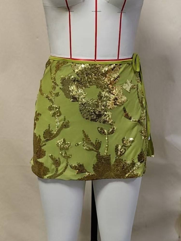 Womens Sequins Dance Beach Ski - Printed Wrap Skirt 评论和价格